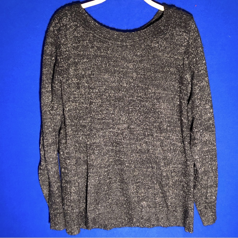 NWT Croft & Barrow Silver Glitter & Black Knit Sweater